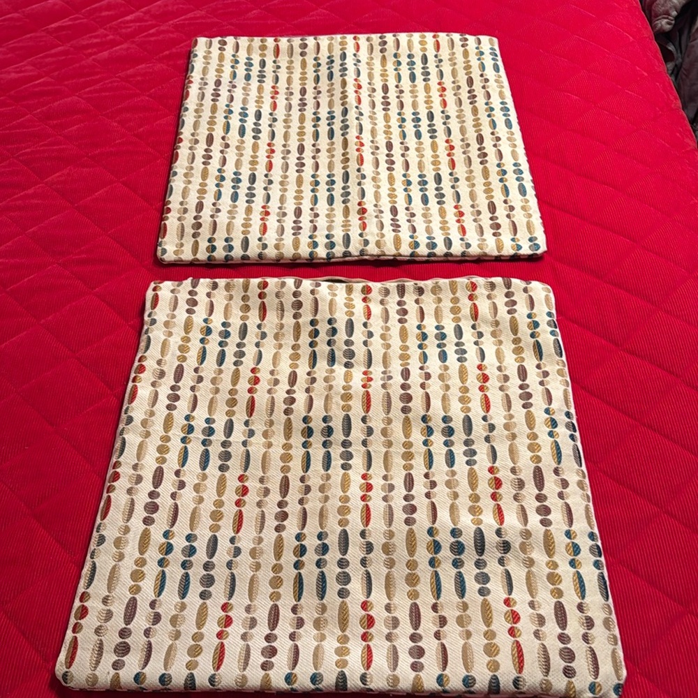 Fabric Resources Pillow Covers Pair Custom Colorful Pattern Hanging Beads